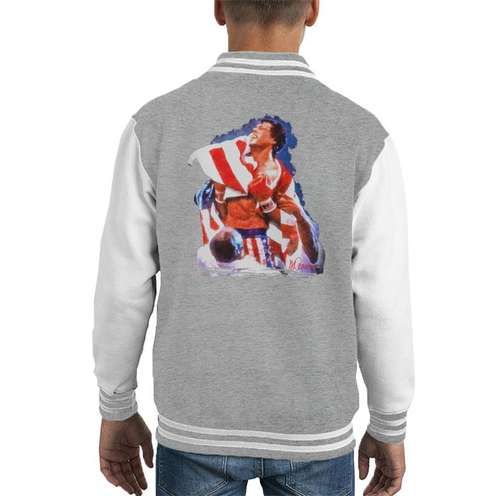 Sidney Maurer Original Portrait Of Sylvester Stallone Rocky IV Kids Varsity Jacket - Kids Boys Varsity Jacket