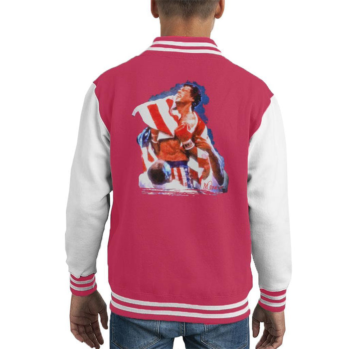 Sidney Maurer Original Portrait Of Sylvester Stallone Rocky IV Kids Varsity Jacket - Kids Boys Varsity Jacket