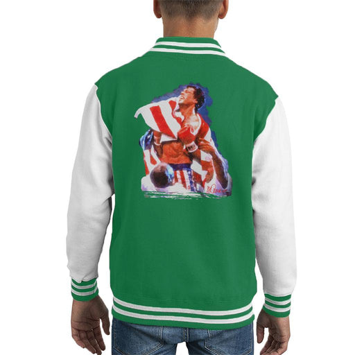 Sidney Maurer Original Portrait Of Sylvester Stallone Rocky IV Kids Varsity Jacket - Kids Boys Varsity Jacket