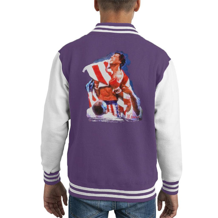 Sidney Maurer Original Portrait Of Sylvester Stallone Rocky IV Kids Varsity Jacket - Kids Boys Varsity Jacket