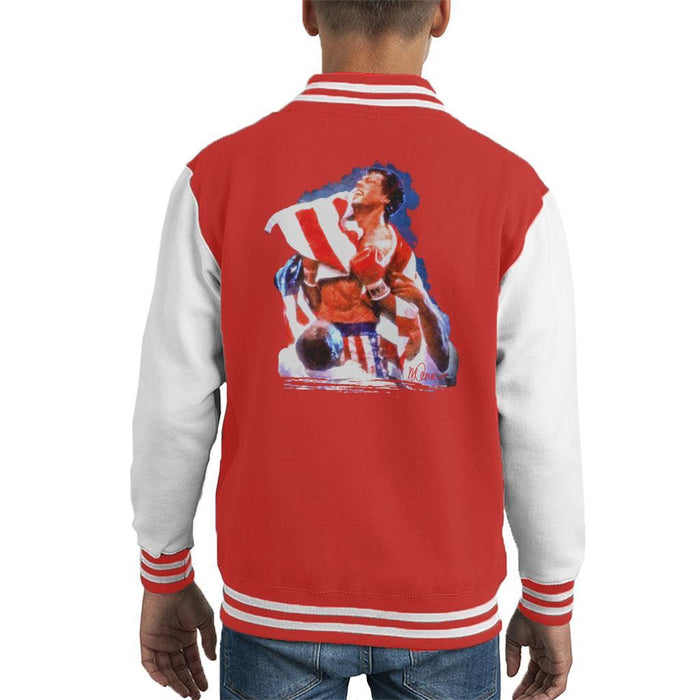 Sidney Maurer Original Portrait Of Sylvester Stallone Rocky IV Kids Varsity Jacket - Kids Boys Varsity Jacket