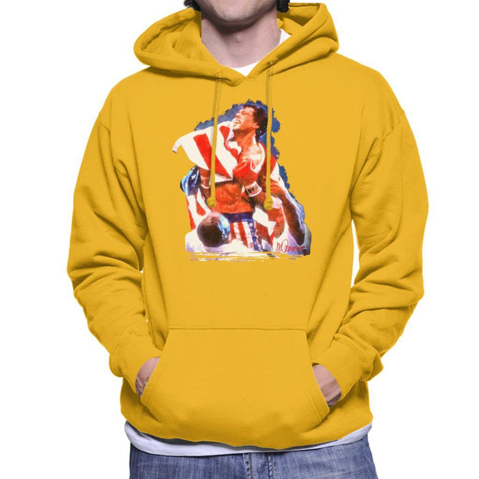 Sidney Maurer Original Portrait Of Sylvester Stallone Rocky IV Mens Hooded Sweatshirt - Small / Gold - Mens Hooded Sweatshirt