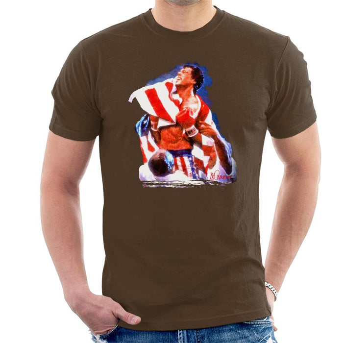 Sidney Maurer Original Portrait Of Sylvester Stallone Rocky IV Mens T-Shirt - Mens T-Shirt