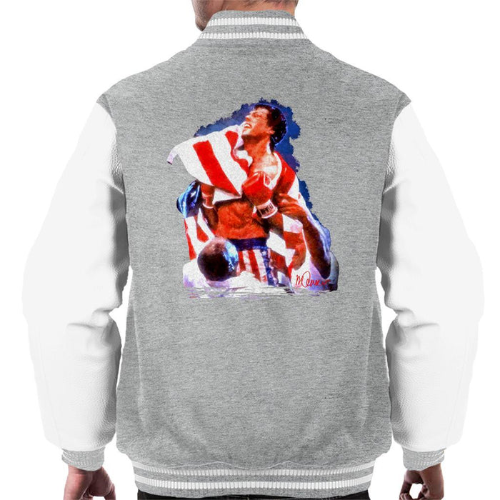 Sidney Maurer Original Portrait Of Sylvester Stallone Rocky IV Mens Varsity Jacket - Mens Varsity Jacket