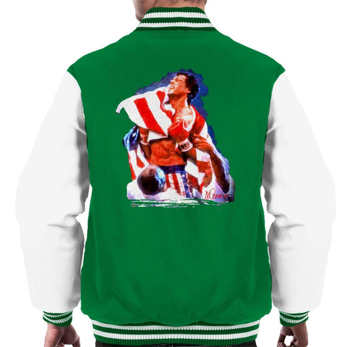Sidney Maurer Original Portrait Of Sylvester Stallone Rocky IV Mens Varsity Jacket - Mens Varsity Jacket