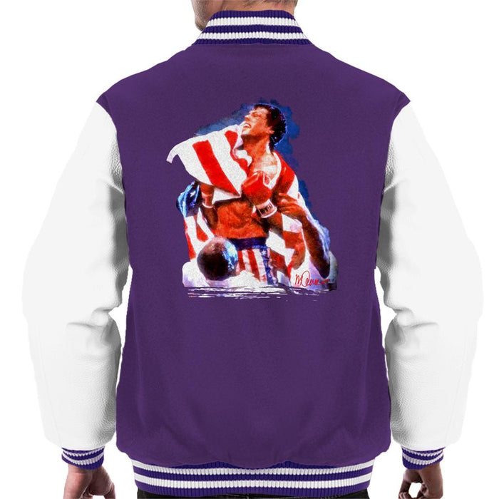 Sidney Maurer Original Portrait Of Sylvester Stallone Rocky IV Mens Varsity Jacket - Mens Varsity Jacket