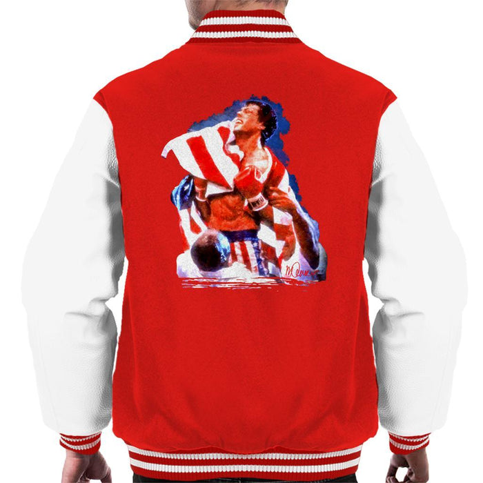 Sidney Maurer Original Portrait Of Sylvester Stallone Rocky IV Mens Varsity Jacket - Mens Varsity Jacket