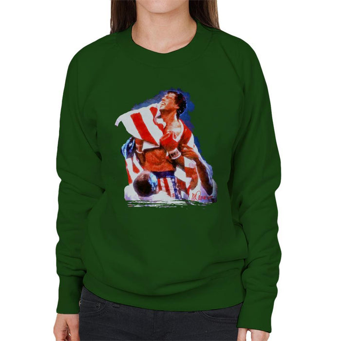 Sidney Maurer Original Portrait Of Sylvester Stallone Rocky IV Womens Sweatshirt - Womens Sweatshirt