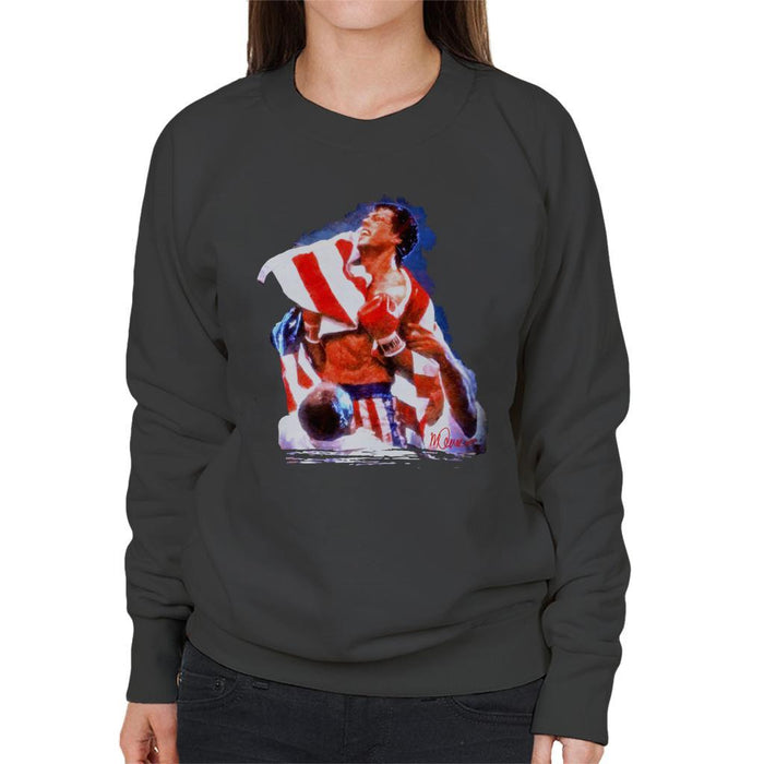 Sidney Maurer Original Portrait Of Sylvester Stallone Rocky IV Womens Sweatshirt - Womens Sweatshirt