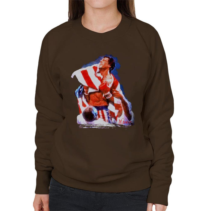 Sidney Maurer Original Portrait Of Sylvester Stallone Rocky IV Womens Sweatshirt - Womens Sweatshirt