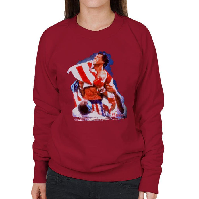 Sidney Maurer Original Portrait Of Sylvester Stallone Rocky IV Womens Sweatshirt - Womens Sweatshirt