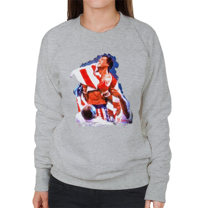 Sidney Maurer Original Portrait Of Sylvester Stallone Rocky IV Womens Sweatshirt - Womens Sweatshirt
