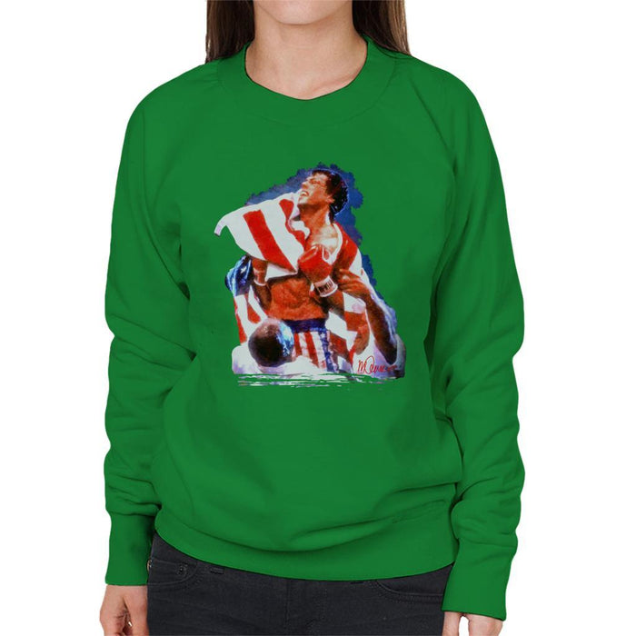 Sidney Maurer Original Portrait Of Sylvester Stallone Rocky IV Womens Sweatshirt - Womens Sweatshirt