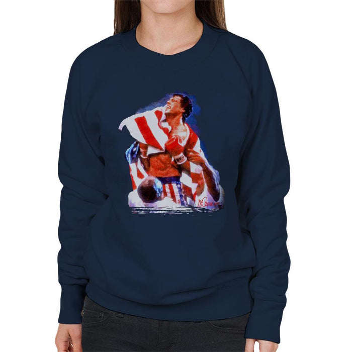 Sidney Maurer Original Portrait Of Sylvester Stallone Rocky IV Womens Sweatshirt - Womens Sweatshirt