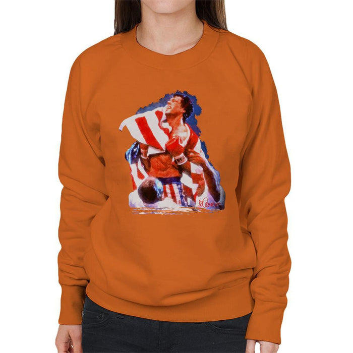 Sidney Maurer Original Portrait Of Sylvester Stallone Rocky IV Womens Sweatshirt - Womens Sweatshirt