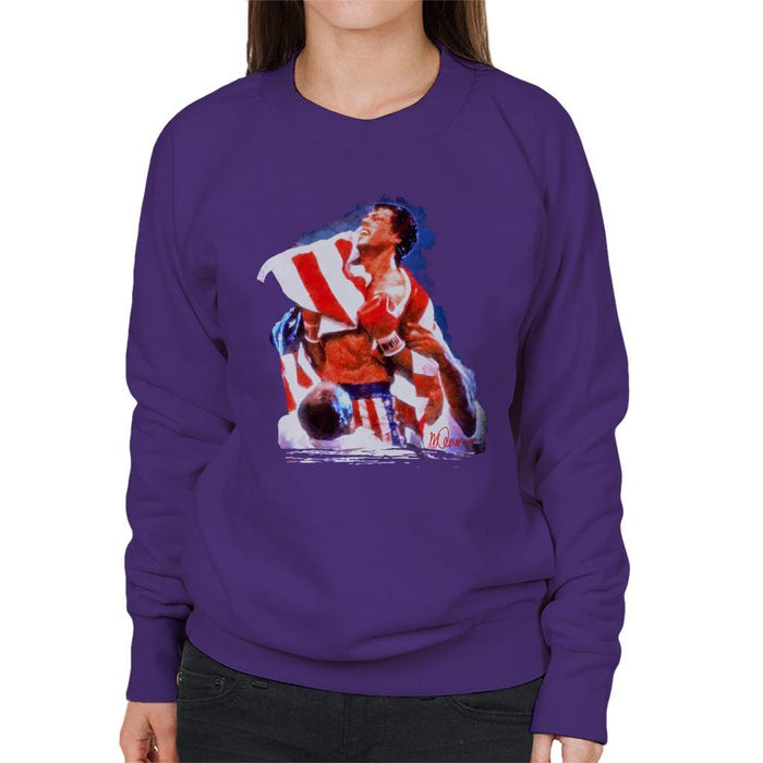Sidney Maurer Original Portrait Of Sylvester Stallone Rocky IV Womens Sweatshirt - Womens Sweatshirt
