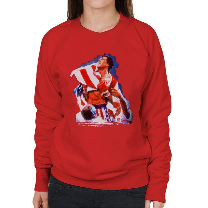 Sidney Maurer Original Portrait Of Sylvester Stallone Rocky IV Womens Sweatshirt - Womens Sweatshirt
