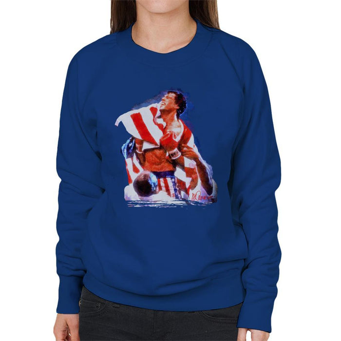 Sidney Maurer Original Portrait Of Sylvester Stallone Rocky IV Womens Sweatshirt - Womens Sweatshirt