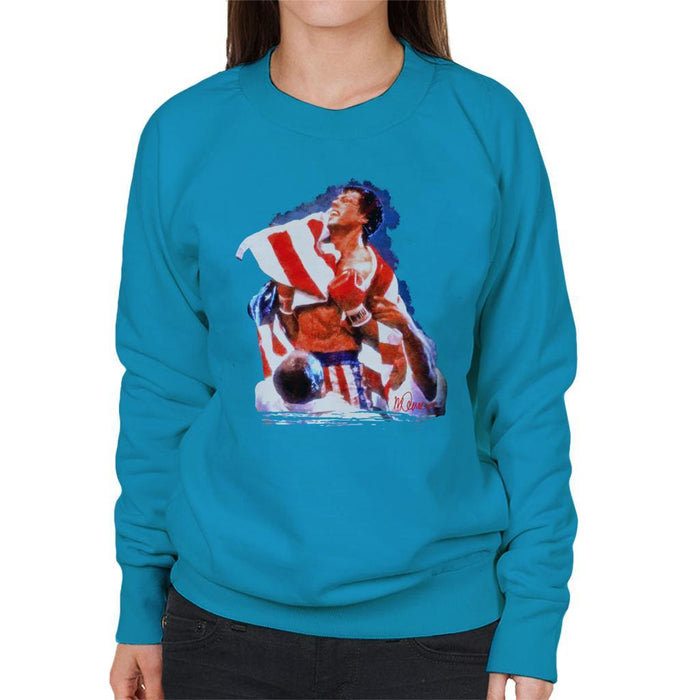 Sidney Maurer Original Portrait Of Sylvester Stallone Rocky IV Womens Sweatshirt - Womens Sweatshirt
