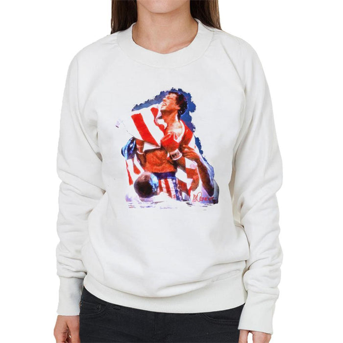 Sidney Maurer Original Portrait Of Sylvester Stallone Rocky IV Womens Sweatshirt - Womens Sweatshirt