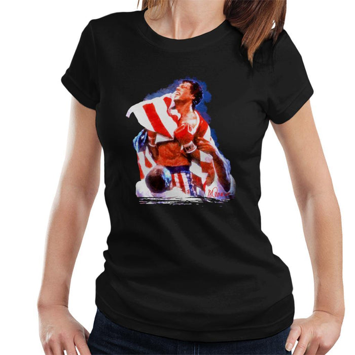 Sidney Maurer Original Portrait Of Sylvester Stallone Rocky IV Womens T-Shirt - Womens T-Shirt
