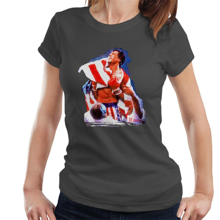 Sidney Maurer Original Portrait Of Sylvester Stallone Rocky IV Womens T-Shirt - Womens T-Shirt
