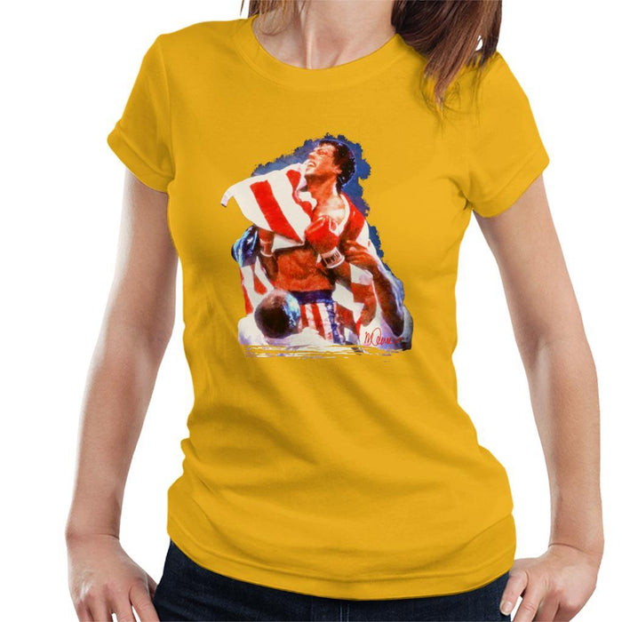 Sidney Maurer Original Portrait Of Sylvester Stallone Rocky IV Womens T-Shirt - Womens T-Shirt