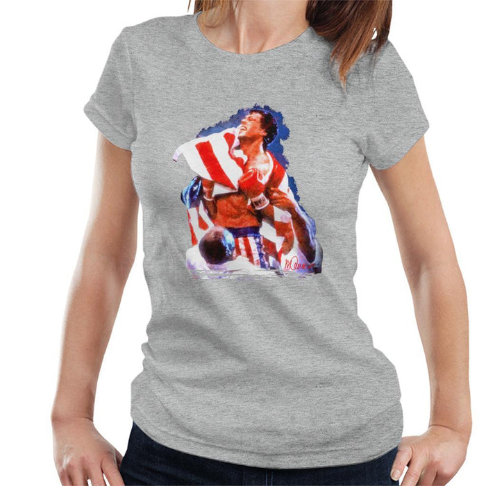 Sidney Maurer Original Portrait Of Sylvester Stallone Rocky IV Womens T-Shirt - Womens T-Shirt