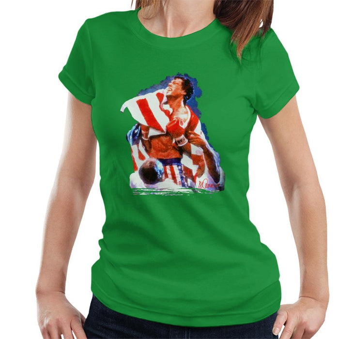 Sidney Maurer Original Portrait Of Sylvester Stallone Rocky IV Womens T-Shirt - Womens T-Shirt