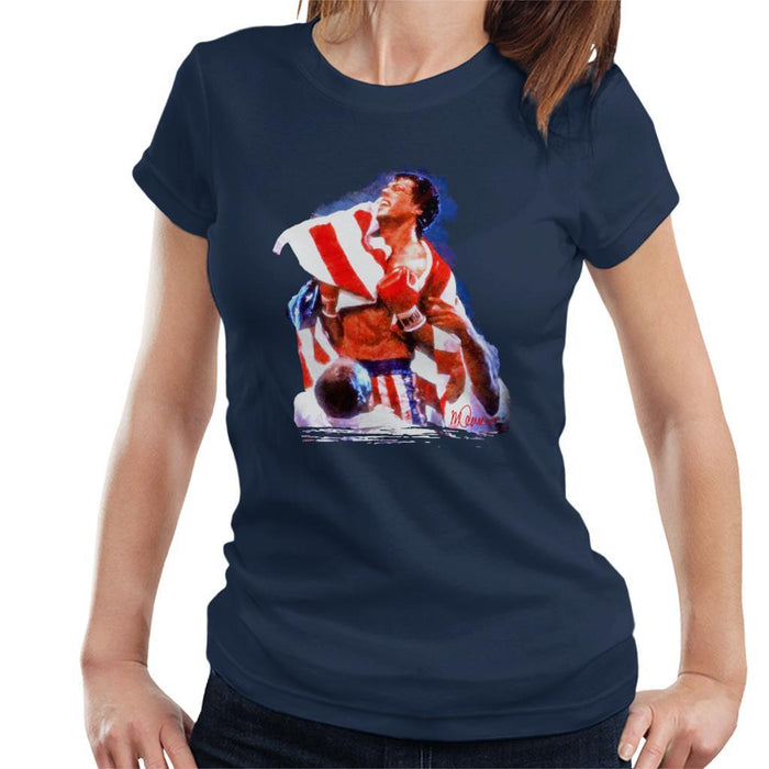 Sidney Maurer Original Portrait Of Sylvester Stallone Rocky IV Womens T-Shirt - Womens T-Shirt