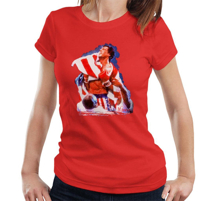 Sidney Maurer Original Portrait Of Sylvester Stallone Rocky IV Womens T-Shirt - Womens T-Shirt
