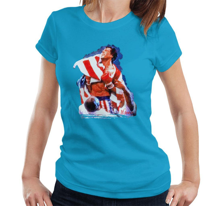 Sidney Maurer Original Portrait Of Sylvester Stallone Rocky IV Womens T-Shirt - Womens T-Shirt