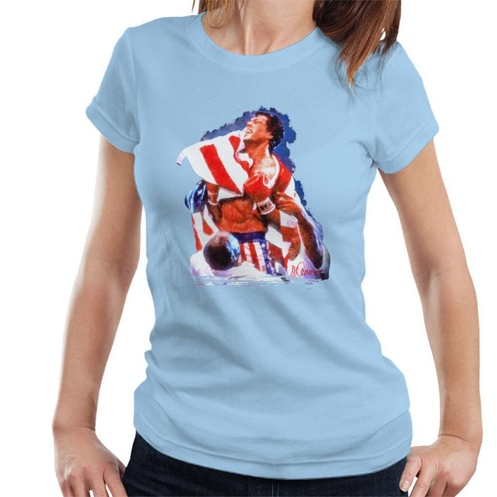 Sidney Maurer Original Portrait Of Sylvester Stallone Rocky IV Womens T-Shirt - Womens T-Shirt