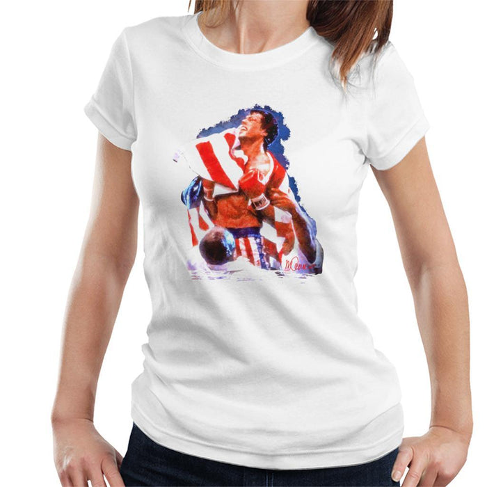 Sidney Maurer Original Portrait Of Sylvester Stallone Rocky IV Womens T-Shirt - Womens T-Shirt