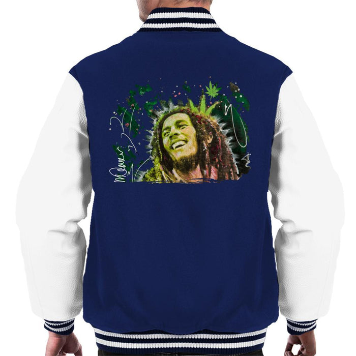 Sidney Maurer Original Portrait Of Bob Marley Smile Mens Varsity Jacket - Small / Navy/White - Mens Varsity Jacket
