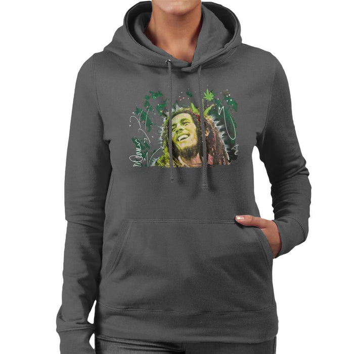 Sidney Maurer Original Portrait Of Bob Marley Smile Womens Hooded Sweatshirt - Womens Hooded Sweatshirt