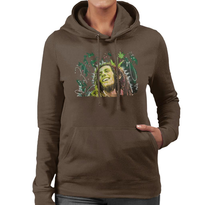 Sidney Maurer Original Portrait Of Bob Marley Smile Womens Hooded Sweatshirt - Womens Hooded Sweatshirt