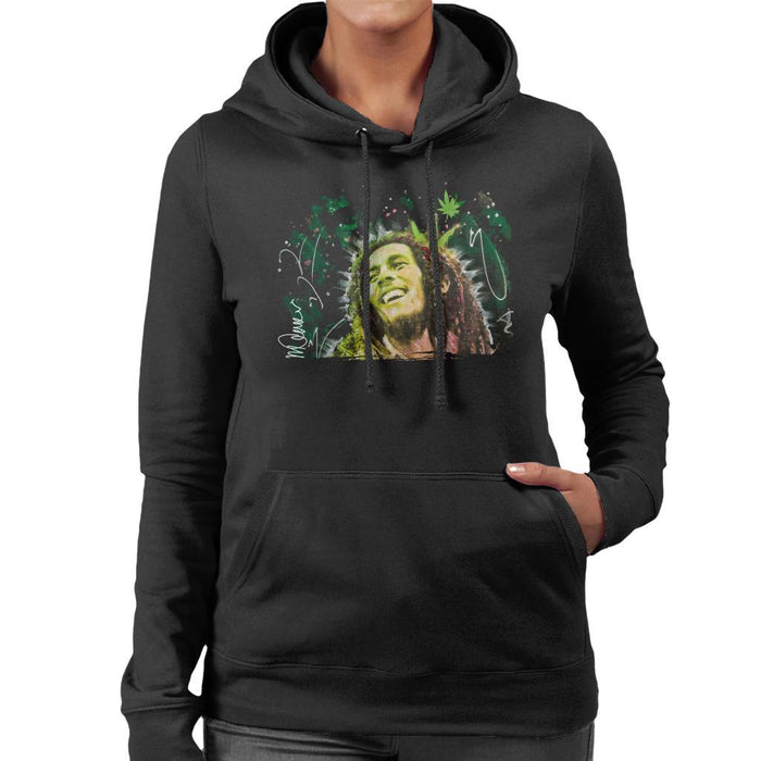 Sidney Maurer Original Portrait Of Bob Marley Smile Womens Hooded Sweatshirt - Womens Hooded Sweatshirt