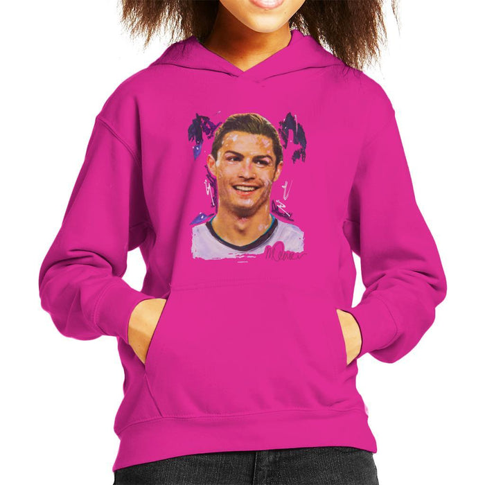 Sidney Maurer Original Portrait Of Cristiano Ronaldo Closeup Kids Hooded Sweatshirt - Kids Boys Hooded Sweatshirt