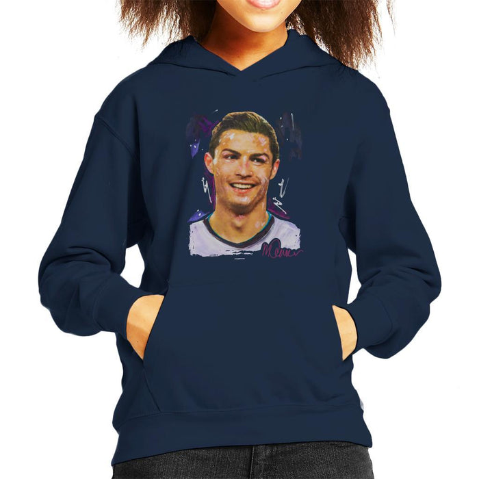 Sidney Maurer Original Portrait Of Cristiano Ronaldo Closeup Kids Hooded Sweatshirt - Kids Boys Hooded Sweatshirt