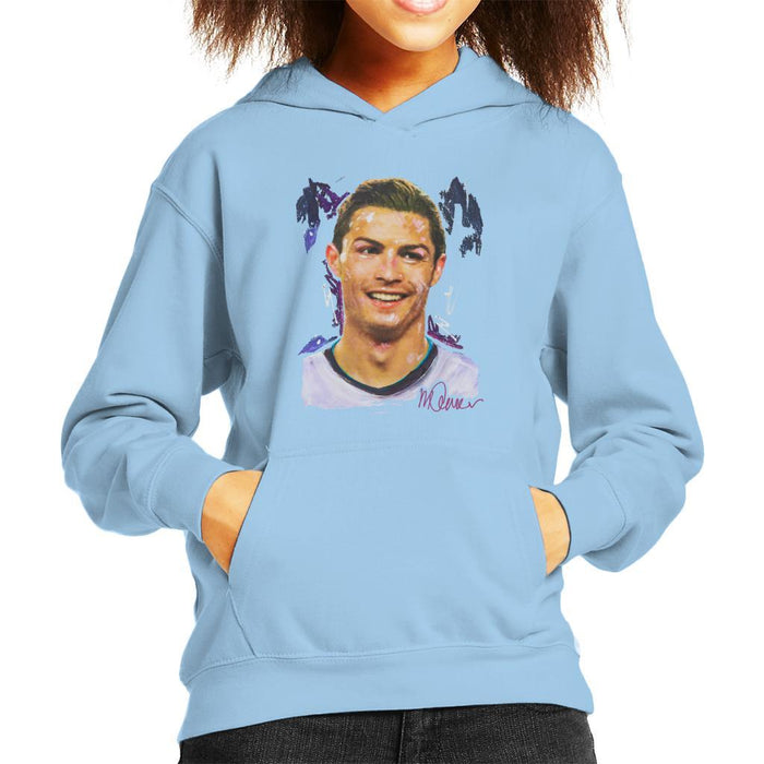 Sidney Maurer Original Portrait Of Cristiano Ronaldo Closeup Kids Hooded Sweatshirt - Kids Boys Hooded Sweatshirt