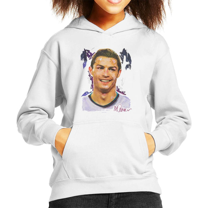 Sidney Maurer Original Portrait Of Cristiano Ronaldo Closeup Kids Hooded Sweatshirt - Kids Boys Hooded Sweatshirt
