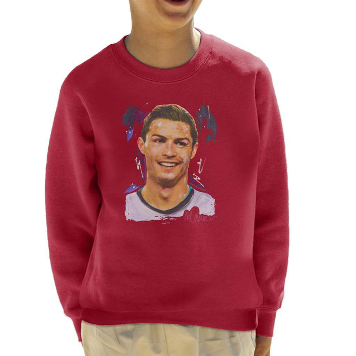 Sidney Maurer Original Portrait Of Cristiano Ronaldo Closeup Kids Sweatshirt - Kids Boys Sweatshirt