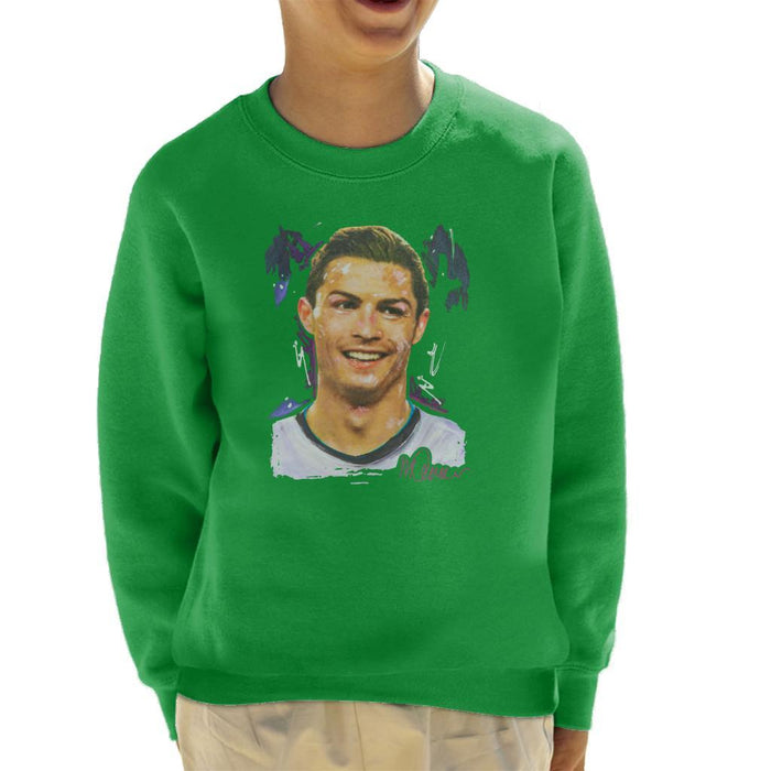 Sidney Maurer Original Portrait Of Cristiano Ronaldo Closeup Kids Sweatshirt - Kids Boys Sweatshirt