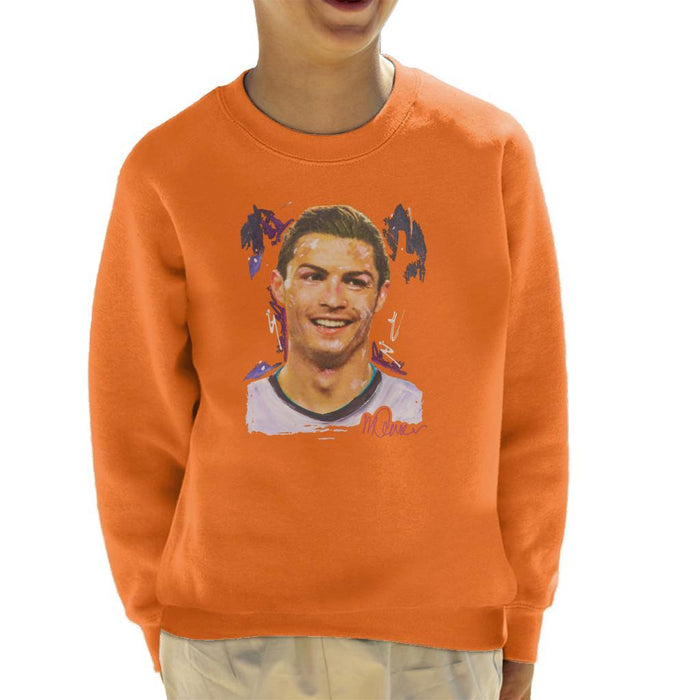Sidney Maurer Original Portrait Of Cristiano Ronaldo Closeup Kids Sweatshirt - Kids Boys Sweatshirt