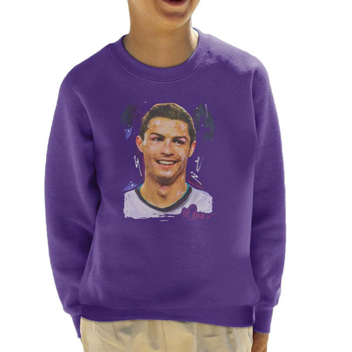 Sidney Maurer Original Portrait Of Cristiano Ronaldo Closeup Kids Sweatshirt - Kids Boys Sweatshirt