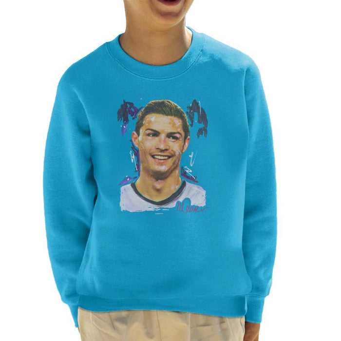 Sidney Maurer Original Portrait Of Cristiano Ronaldo Closeup Kids Sweatshirt - Kids Boys Sweatshirt