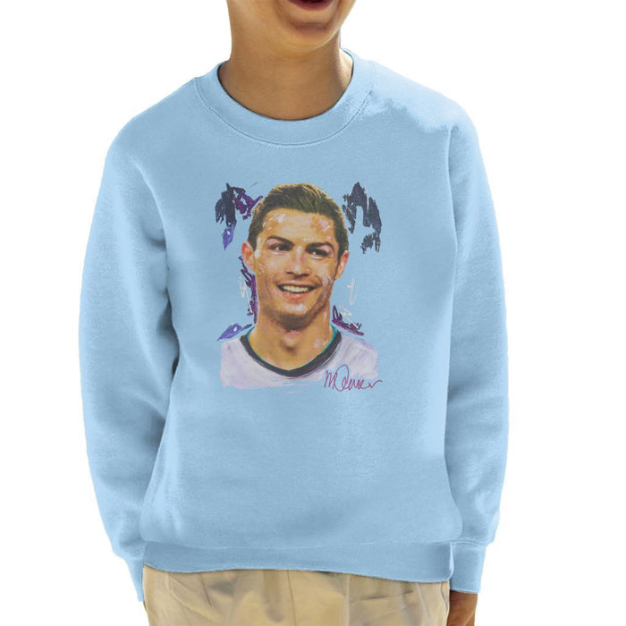 Sidney Maurer Original Portrait Of Cristiano Ronaldo Closeup Kids Sweatshirt - Kids Boys Sweatshirt