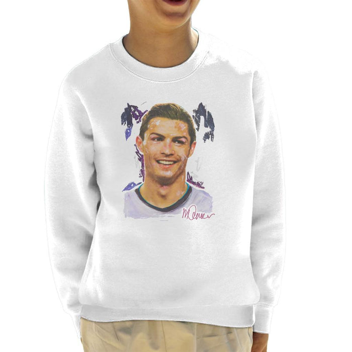 Sidney Maurer Original Portrait Of Cristiano Ronaldo Closeup Kids Sweatshirt - Kids Boys Sweatshirt