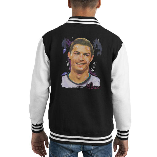 Sidney Maurer Original Portrait Of Cristiano Ronaldo Closeup Kids Varsity Jacket - Kids Boys Varsity Jacket